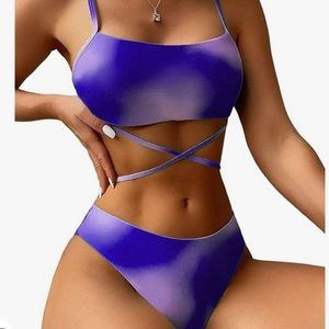 NWOT Rooscier Women's Sexy 3 Pcs Swimsuit  Tie Dye Cover Up Swimwear Size Small